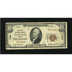 Montpelier, VT - $10 1929 Ty. 1 The First NB Ch.
