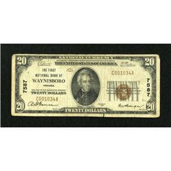 Waynesboro, VA - $20 1929 Ty. 1 The First NB Ch.
