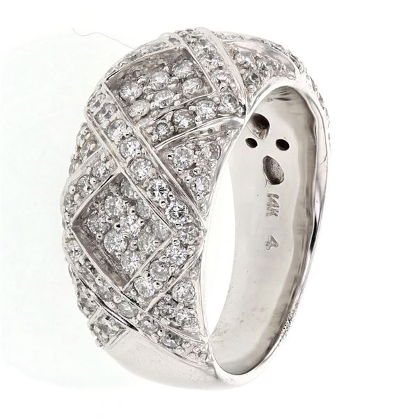 Natural 1.19 CTW Diamond Ring 14K White Gold - REF-171N2Y