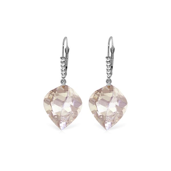Genuine 25.75 ctw White Topaz & Diamond Earrings 14KT White Gold - REF-61F2Z