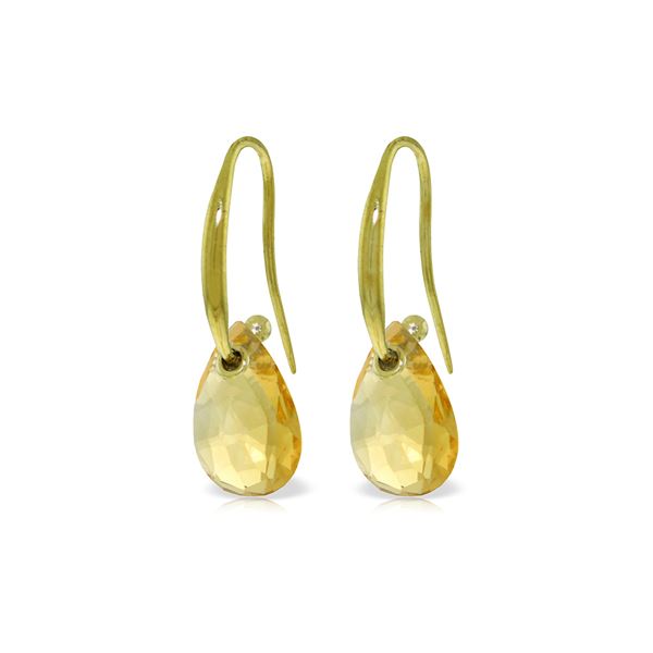 Genuine 8 ctw Citrine Earrings 14KT Yellow Gold - REF-36A8K