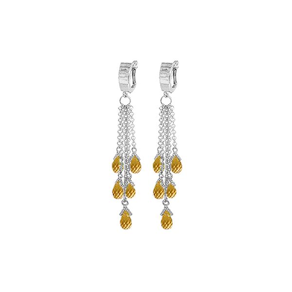 Genuine 7.3 ctw Citrine Earrings 14KT White Gold - REF-62H3X