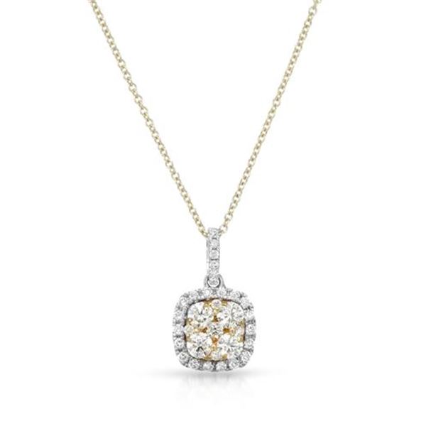 Natural 0.68 CTW Yellow Round Diamond Necklace 14K Two Tone Yellow Gold - REF-96F3M
