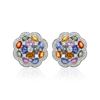 Image 1 : Natural 11.86 CTW Multi-Sapphire & Diamond Earrings W=8MM 14K Gold - REF-224N3Y