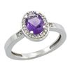 Image 1 : 1.15 CTW Amethyst & Diamond Ring 14K White Gold - REF-37F9N
