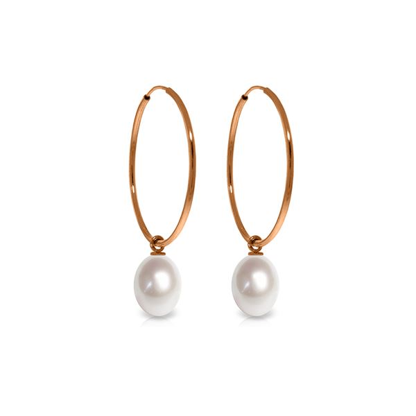 Genuine 8 ctw Pearl Earrings 14KT Rose Gold - REF-23H2X