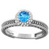 Image 1 : 0.67 CTW Swiss Blue Topaz & Diamond Ring 14K White Gold - REF-53N3Y
