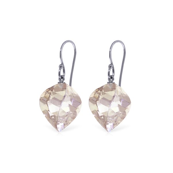 Genuine 25.6 ctw White Topaz Earrings 14KT White Gold - REF-41Y6F