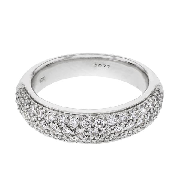 Natural 0.77 CTW Diamond Ring 18K White Gold - REF-131K4R