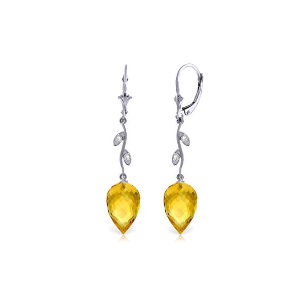 Genuine 19.02 ctw Citrine & Diamond Earrings 14KT White Gold - REF-51P9H