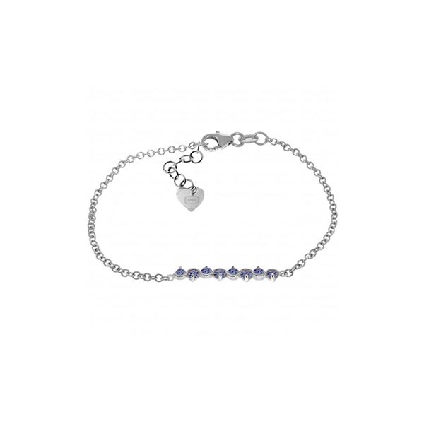 Genuine 1.55 ctw Tanzanite Bracelet 14KT White Gold - REF-65H2X