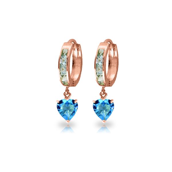 Genuine 4.1 ctw Blue Topaz Earrings 14KT Rose Gold - REF-52Y2F