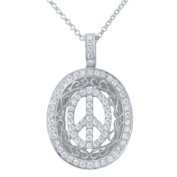 Natural 0.65 CTW Diamond Necklace 14K White Gold - REF-63N2Y