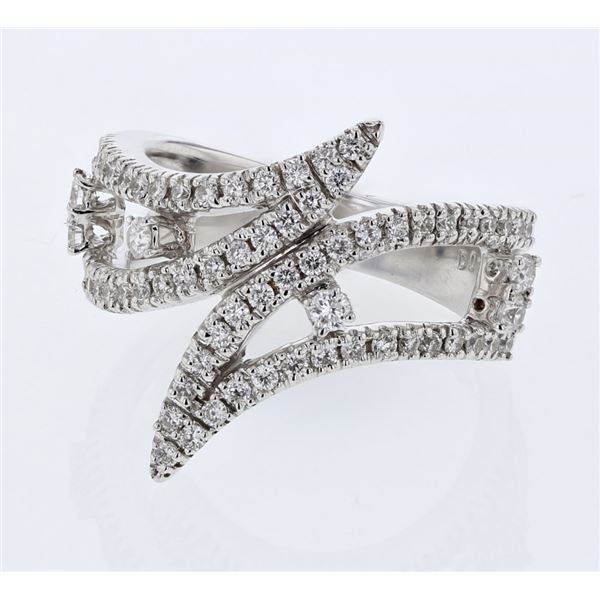 Natural 0.74 CTW Diamond Ring 18K White Gold - REF-155T7X