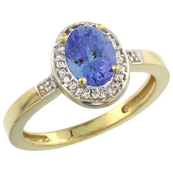 0.92 CTW Tanzanite & Diamond Ring 14K Yellow Gold - REF-44K5W
