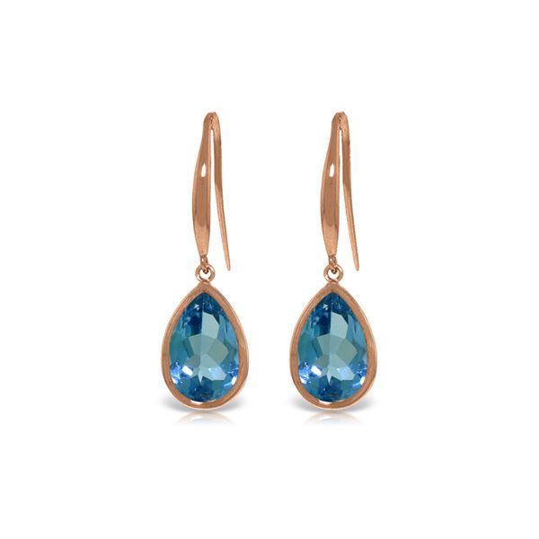 Genuine 5 ctw Blue Topaz Earrings 14KT Rose Gold - REF-35N2R