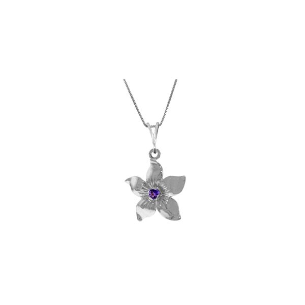 Genuine 0.10 CTW Amethyst Necklace 14KT White Gold - REF-38M2T