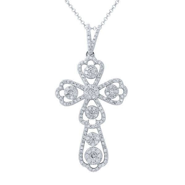 Natural 0.70 CTW Diamond Necklace 14K Gold - REF-92W7H