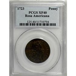 1723 PENNY Rosa Americana Penny  XF40 PCGS