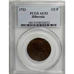 1723 1/2P Hibernia Halfpenny AU53 PCGS