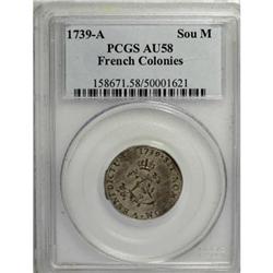 1739-A SOU M French Colonies Sou Marque AU58 PCGS