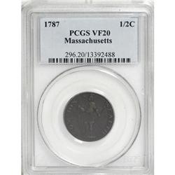 1787 1/2 C Massachusetts Half Cent VF20 PCGS