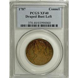 1787 COPPER Connecticut Copper, Draped Bust Left XF40