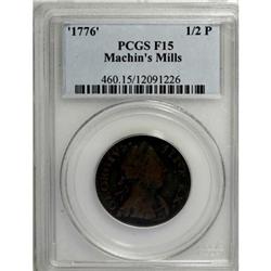 1776 1/2P Machin's Mills Halfpenny F15 PCGS