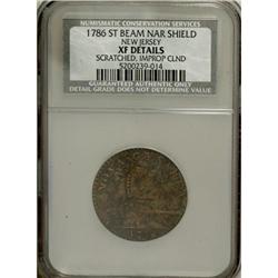 1786 COPPER New Jersey Copper, Narrow Shield XF40 CSN