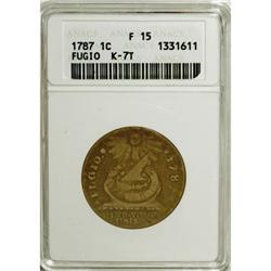 1787 1C Fugio Cent, STATES UNITED, Cinquefoils F15 ANA