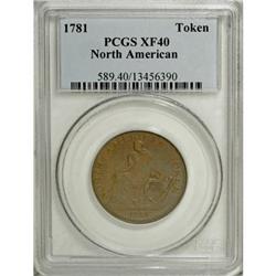 1781 TOKEN North American Token XF40 PCGS