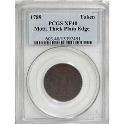 1789 TOKEN Mott Token, Thick Planchet, Plain Edge XF40