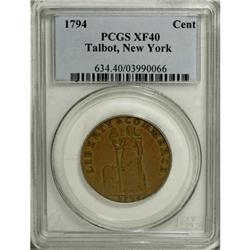 1794 1C Talbot, Allum & Lee Cent, NEW YORK XF40 PCGS