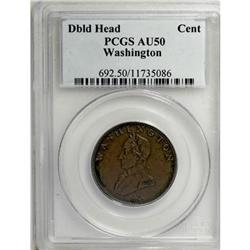 Undated 1C Washington Double Head Cent AU50 PCGS