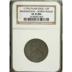 1795 1/2P Washington North Wales Halfpenny, Plain Edge