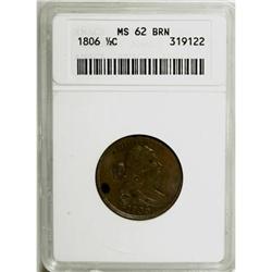 1806 1/2 C Large 6, Stems Brown MS62 ANACS