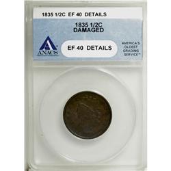 1835 1/2 C XF40 ANACS