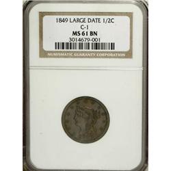 1849 1/2 C Large Date Brown MS61 NGC