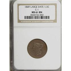 1849 1/2 C Large Date Brown MS61 NGC