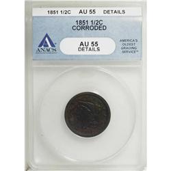 1851 1/2 C AU55 ANACS