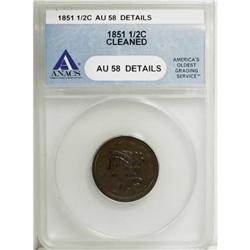 1851 1/2 C AU58 ANACS