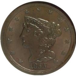 1855 1/2 C Brown MS63 NGC