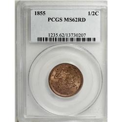 1855 1/2 C Red MS62 PCGS
