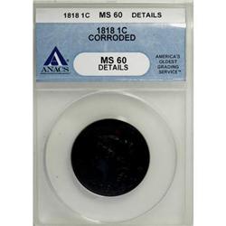 1818 1C Brown MS60 ANACS