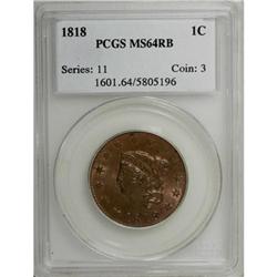 1818 1C Red and Brown MS64 PCGS