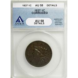 1837 1C Head of 1838 AU58 ANACS