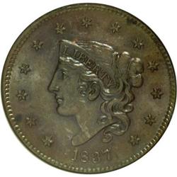 1837 1C Head of 1838 Brown MS61 NGC