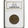 Image 1 : 1837 1C Head of 1838 Brown MS63 NGC
