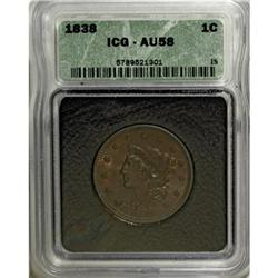 1838 1C AU58 ICG