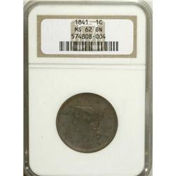 1841 1C Brown MS62 NGC